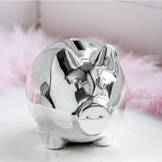 Personalised Silver Plated Piggy Money Box