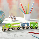 Personalised Name Wooden Train with Farm Yard Toy