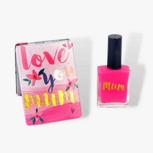 Love you Mum Mirror With Personalised Nail Polish
