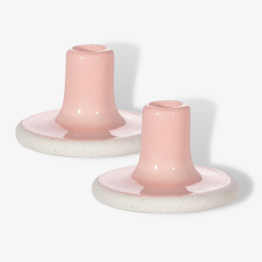 Stoneware Pink Candle Holder