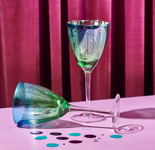 Electroplated Peacock Design Wine Glass