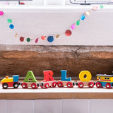 Personalised Wooden Name Train with Engine & Back Carriage