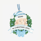 Baby 1st Christmas Bauble - Personalise with Name | Baby in a Wreath design | Christmas Decor