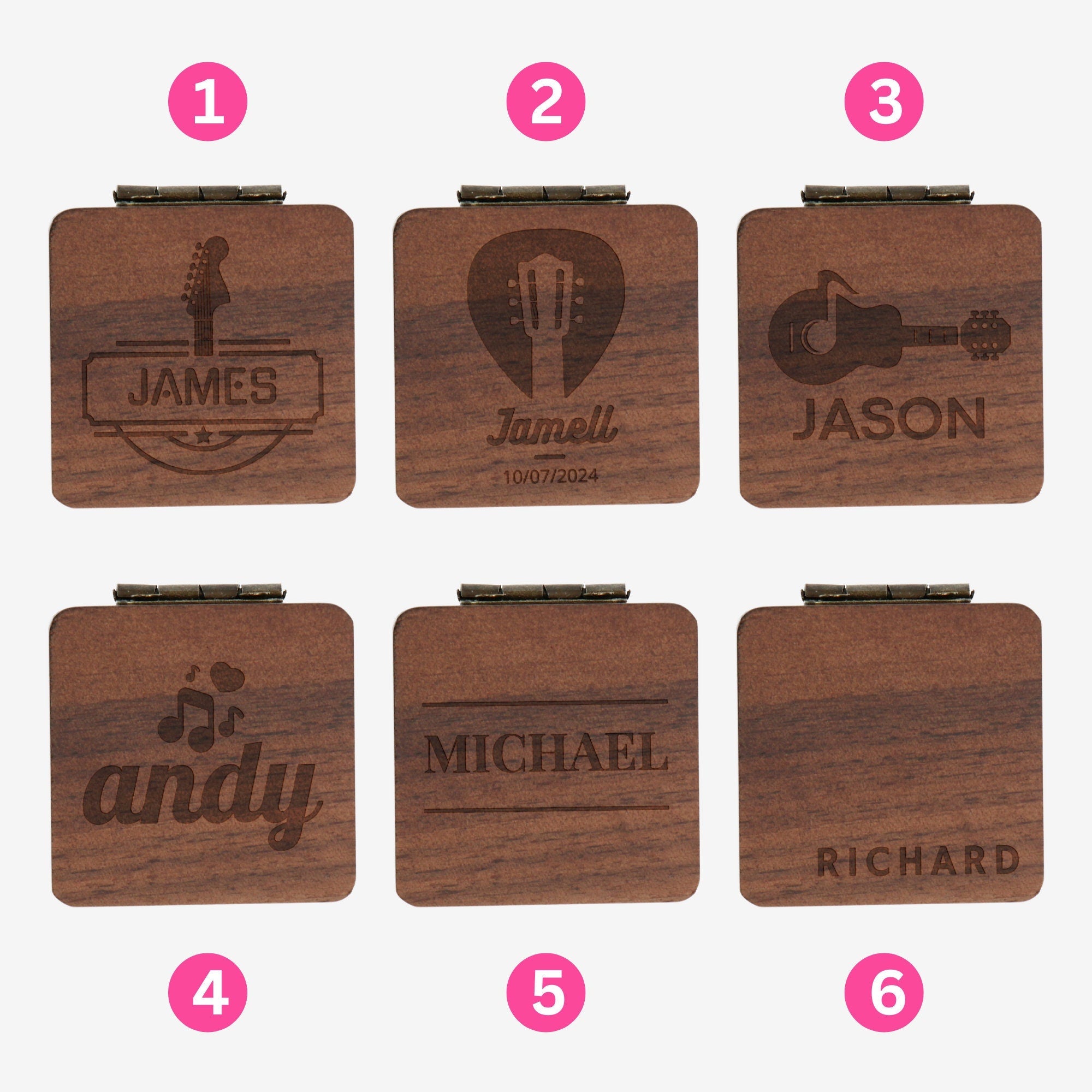 Music Gift - Guitar Pick Holder Box | Custom Wooden Storage Case | Gift for Musician