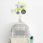 Personalised Digger Coat Wall Hook - Yellow or Green