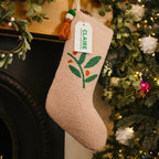 Personalised Christmas Stocking - Pink Twig Design | Needle Hook Knit | Christmas Decor