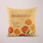 Personalised Birth Flower Cushion - October Marigold Design