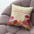 Personalised Birth Flower Cushion - November Chrysanthemum Design