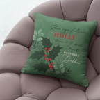 Personalised Birth Flower Cushion - December Holly Design