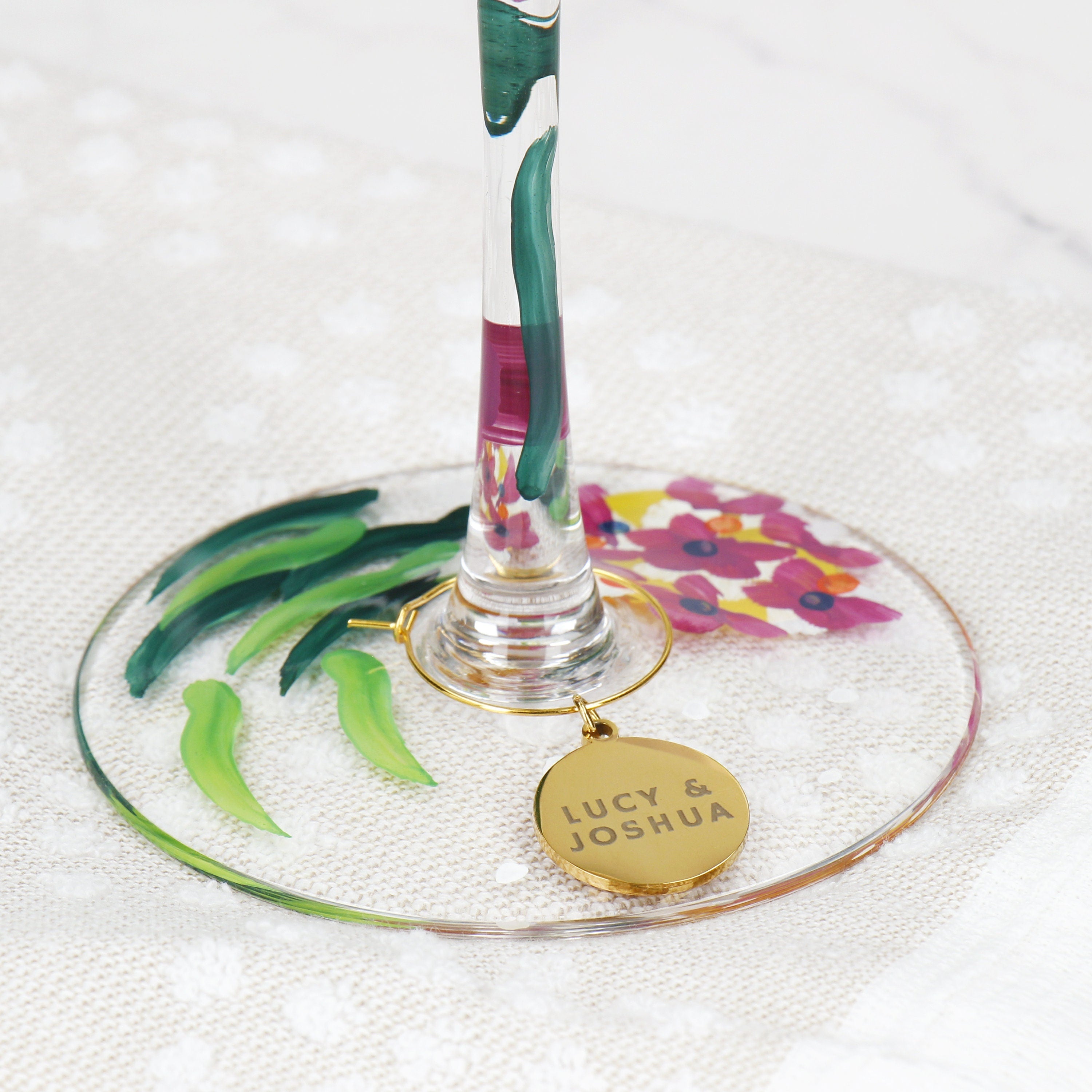 Engraved Hand Painted Floral Gin Glass - Celebration Glasses | Choice of Design