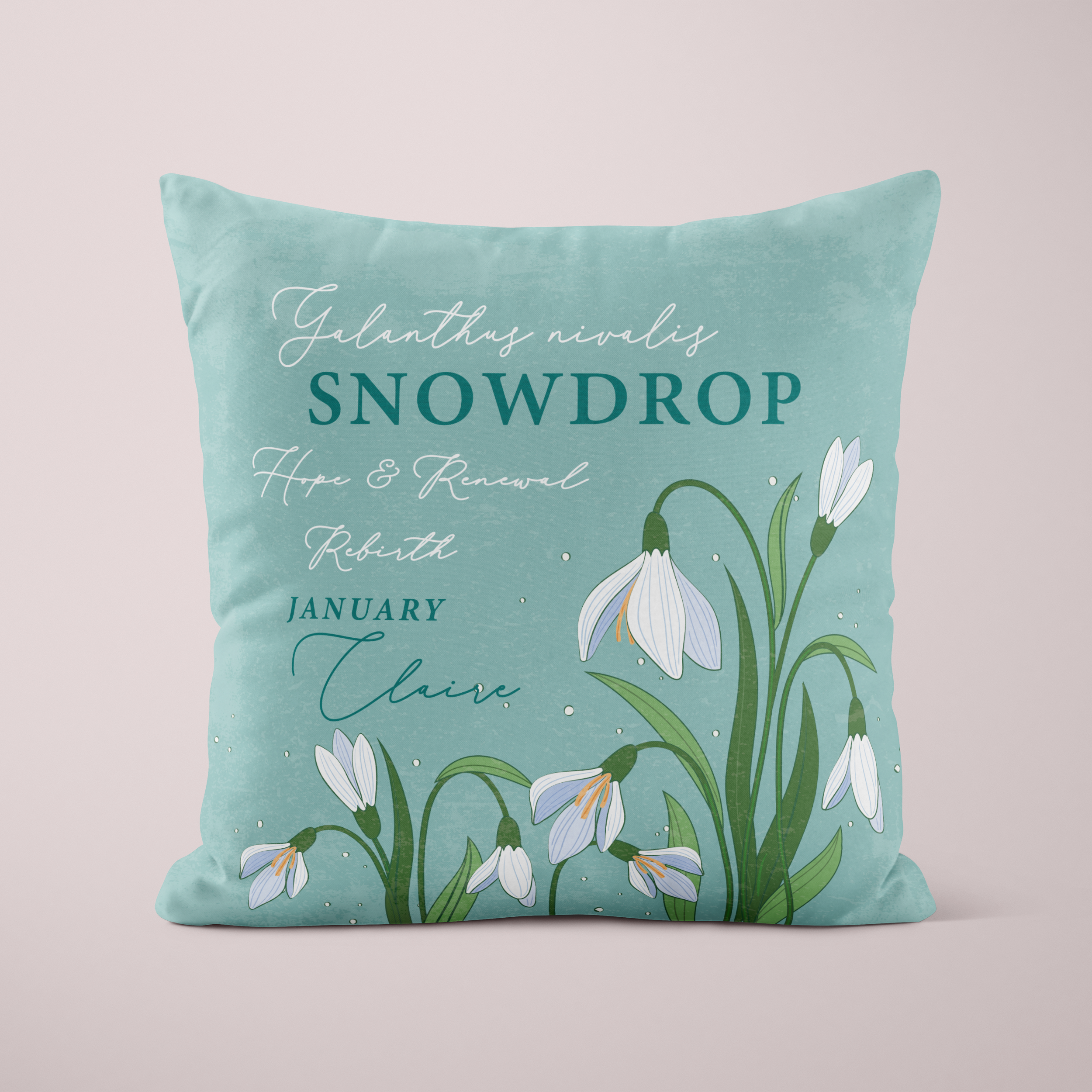 Personalised Birth Flower Cushion - May Lily Design