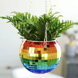 Rainbow Disco Ball Hanging Planter