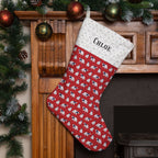 Personalised Christmas Stocking -  Red Polar Bears Design | Handmade Christmas Decor