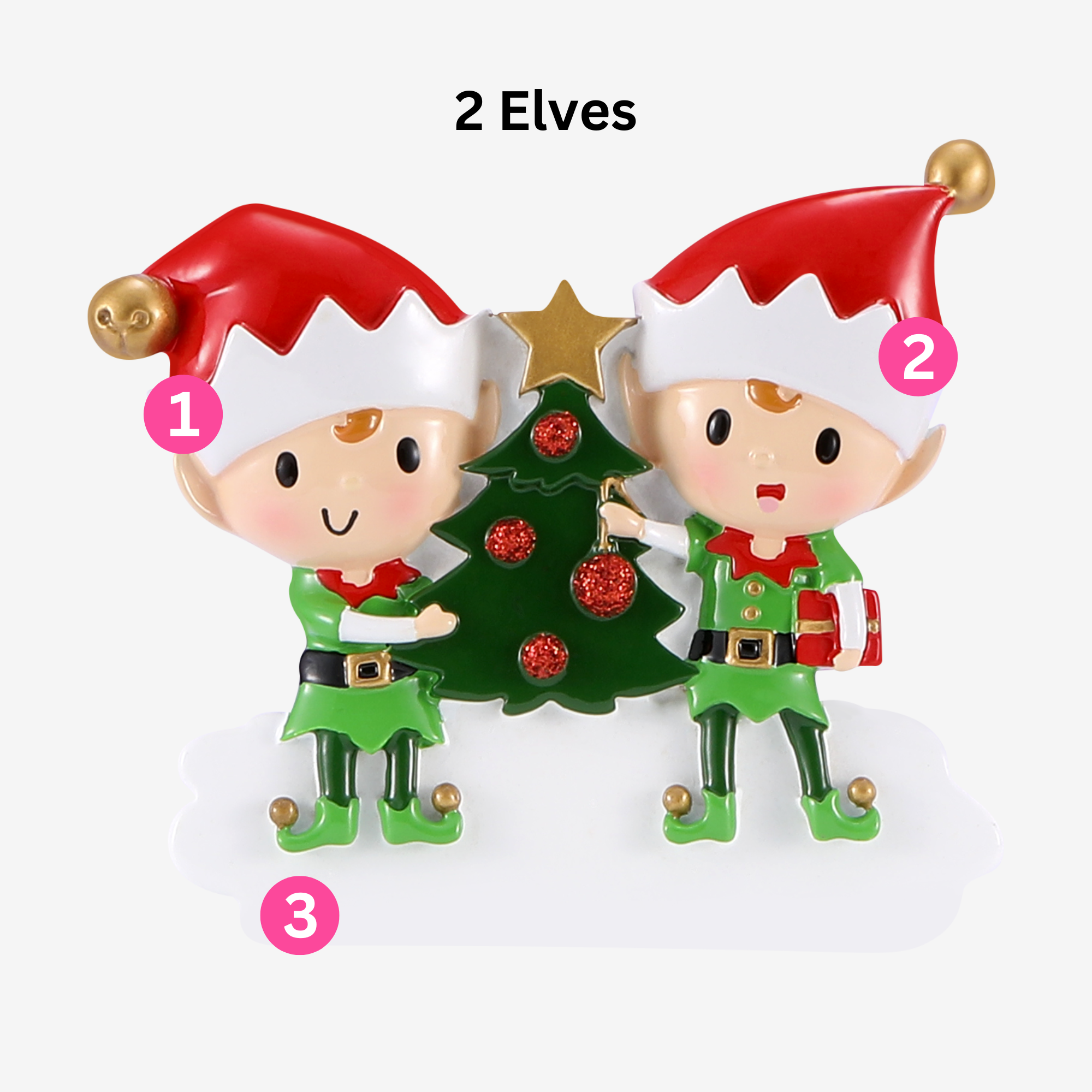 Elf Christmas Tree Decoration - Five Designs | Personalise with Names | Christmas Decor