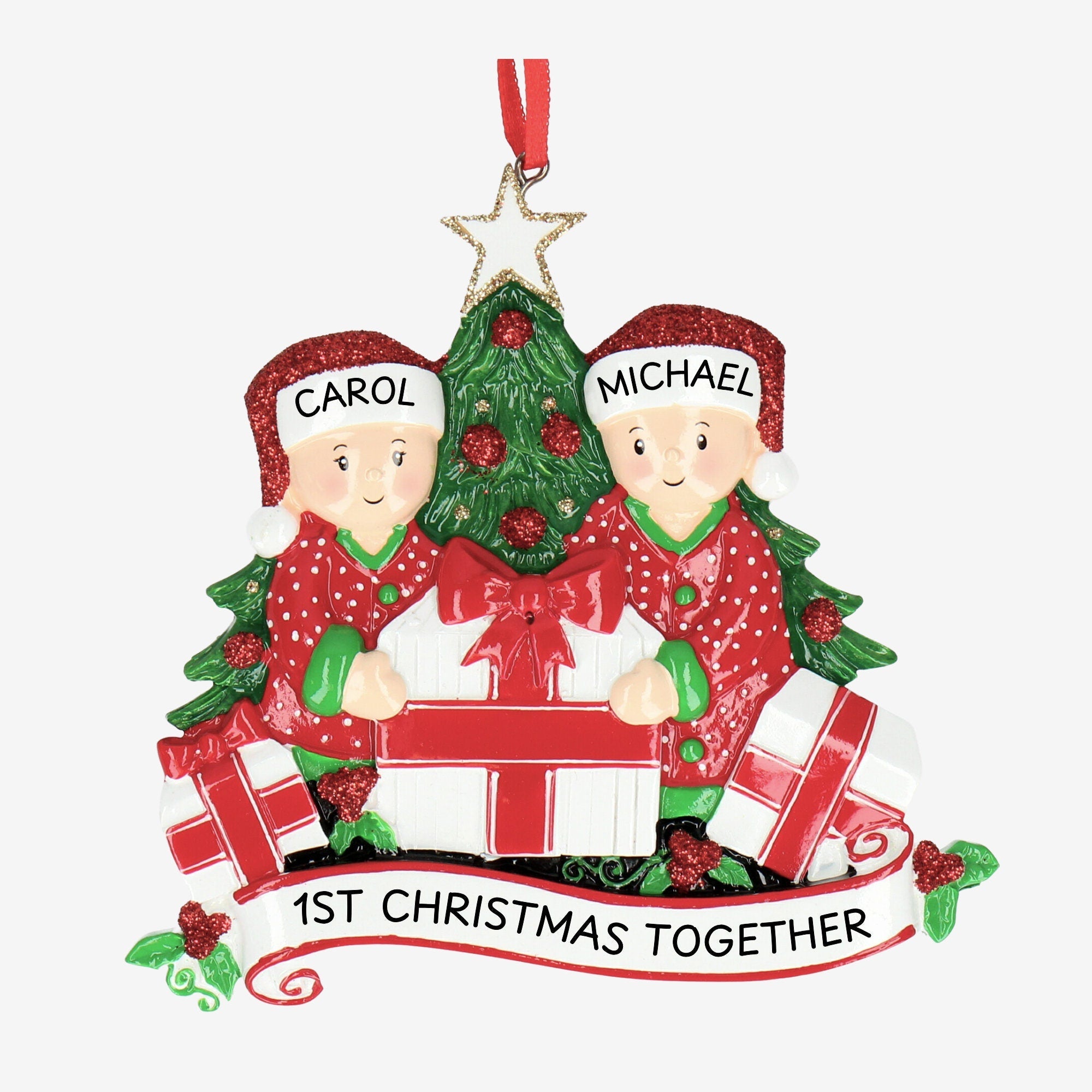 Christmas Presents Bauble - Personalised with 5 Names | Opening Presents Design | Christmas Decor