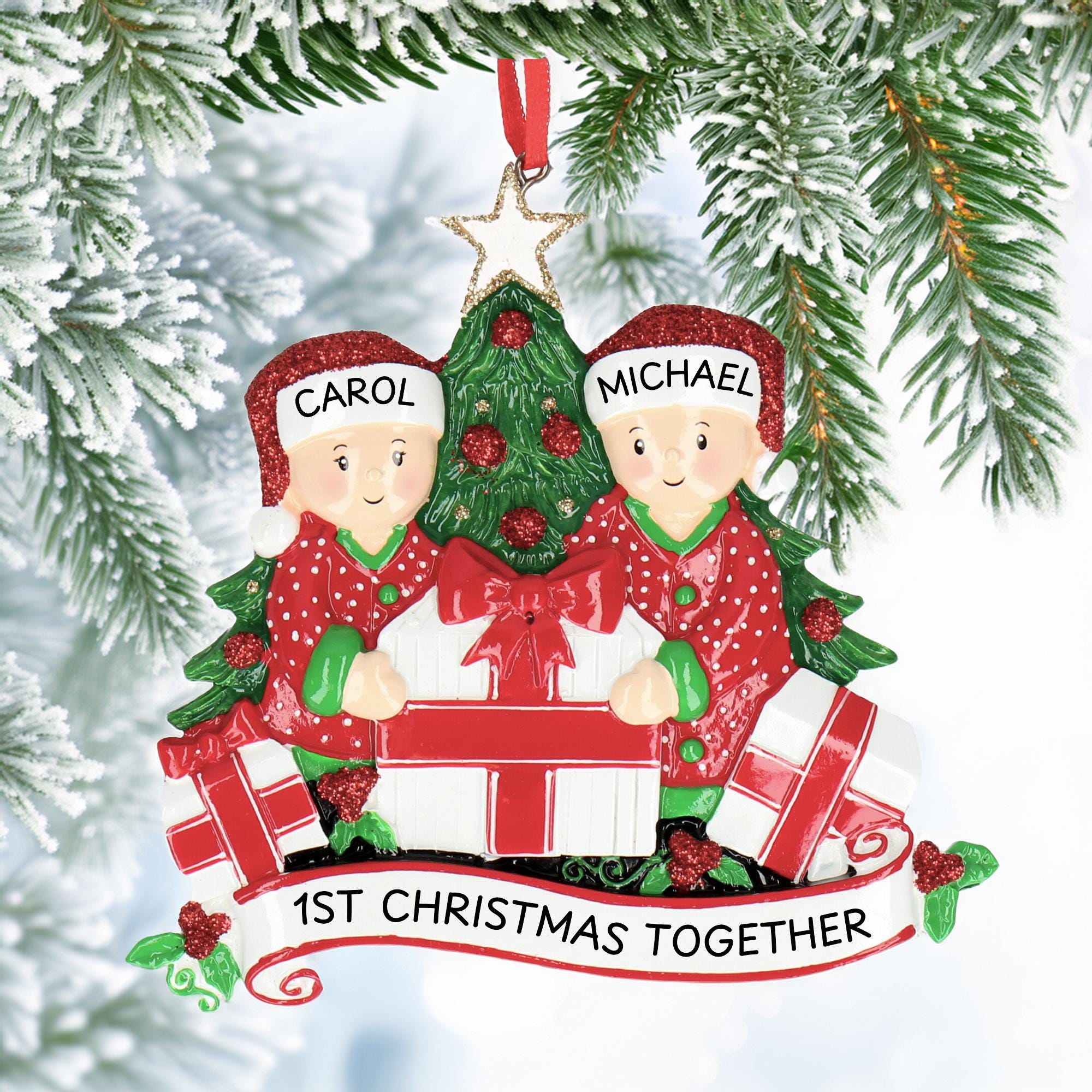 Christmas Presents Bauble - Personalised with 5 Names | Opening Presents Design | Christmas Decor Main image