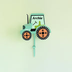 Personalised Digger Coat Wall Hook - Yellow or Green