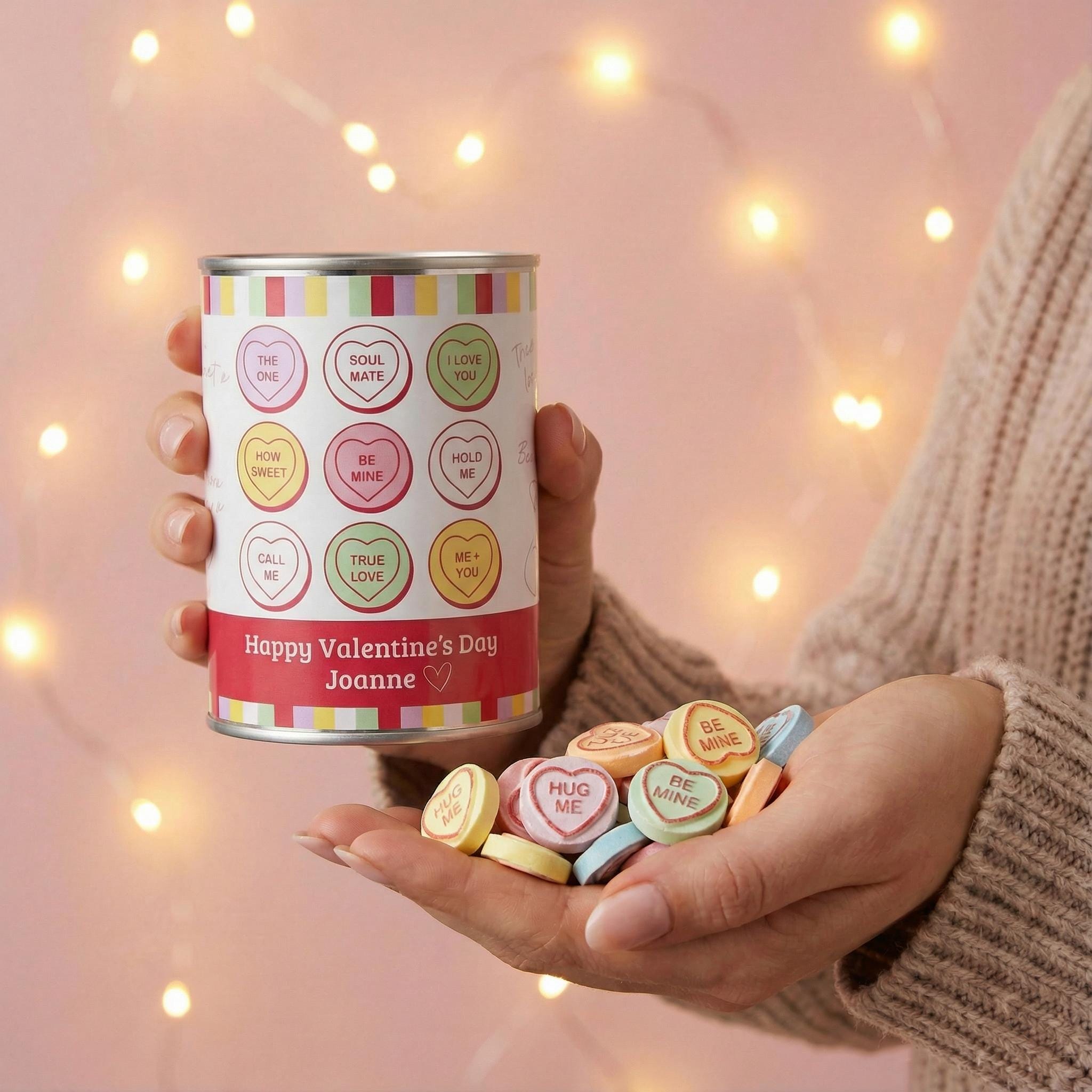 Personalised Love Hearts Retro Sweets Tin Valentine's Gift