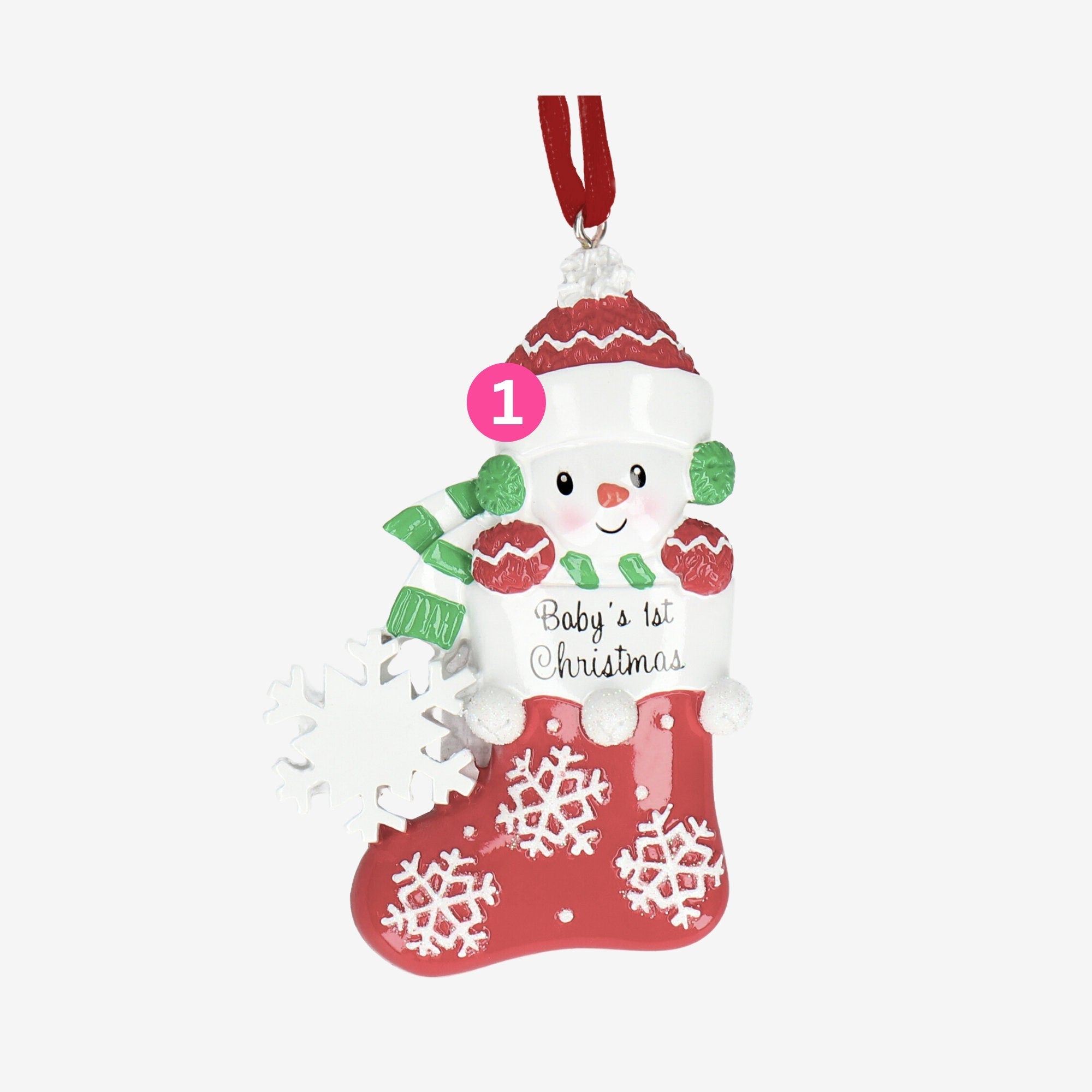 Baby Snowman Stocking Christmas Bauble - Personalised | Christmas Decor | Tree Ornament
