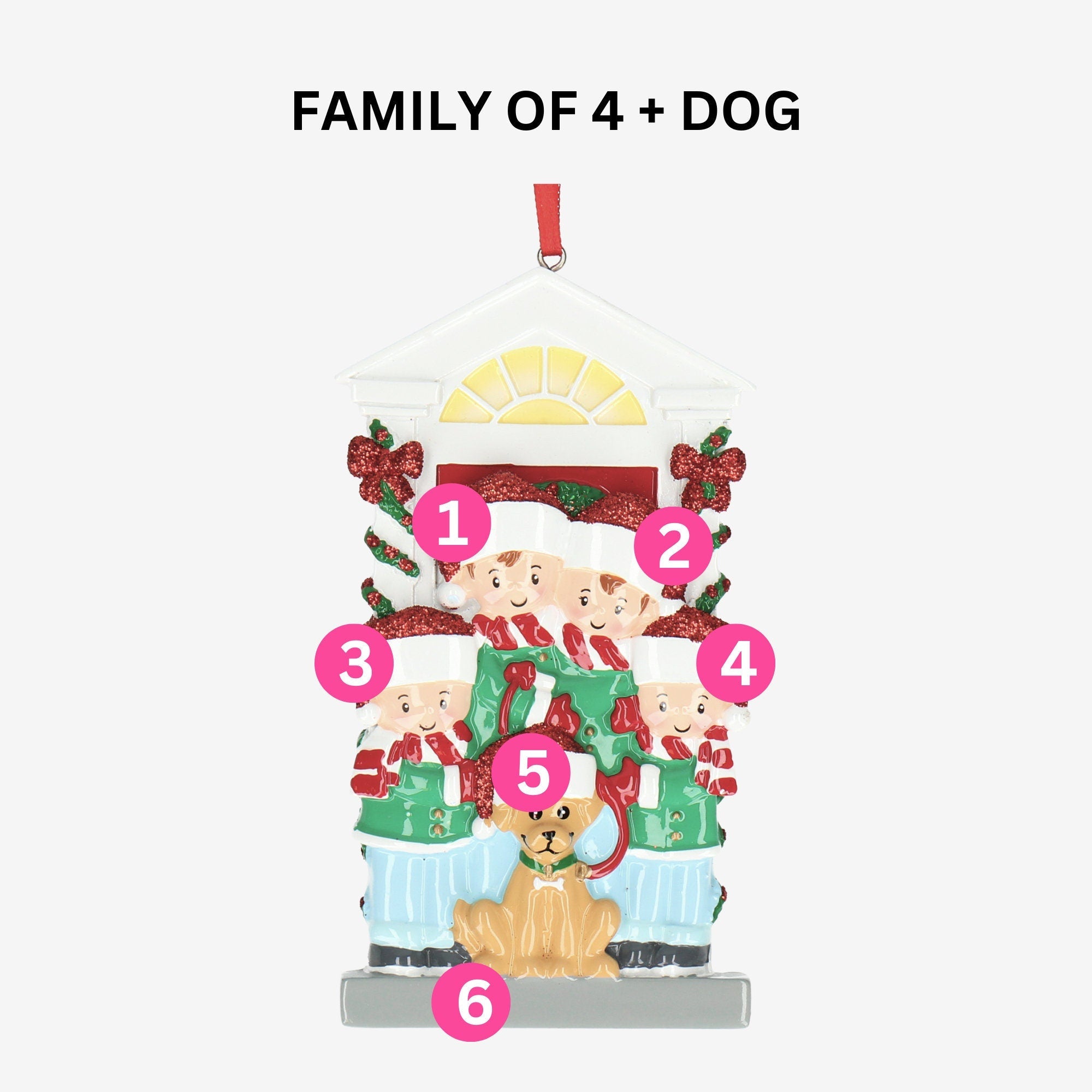 Personalised Christmas Bauble - Family and Dog design | up to 5 names | Christmas Decor