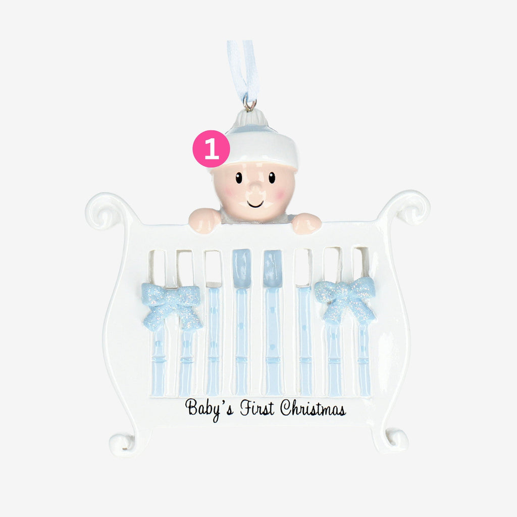 1st Christmas Bauble Personalised - Baby in a Crib design | up to 1 name | Christmas Decor
