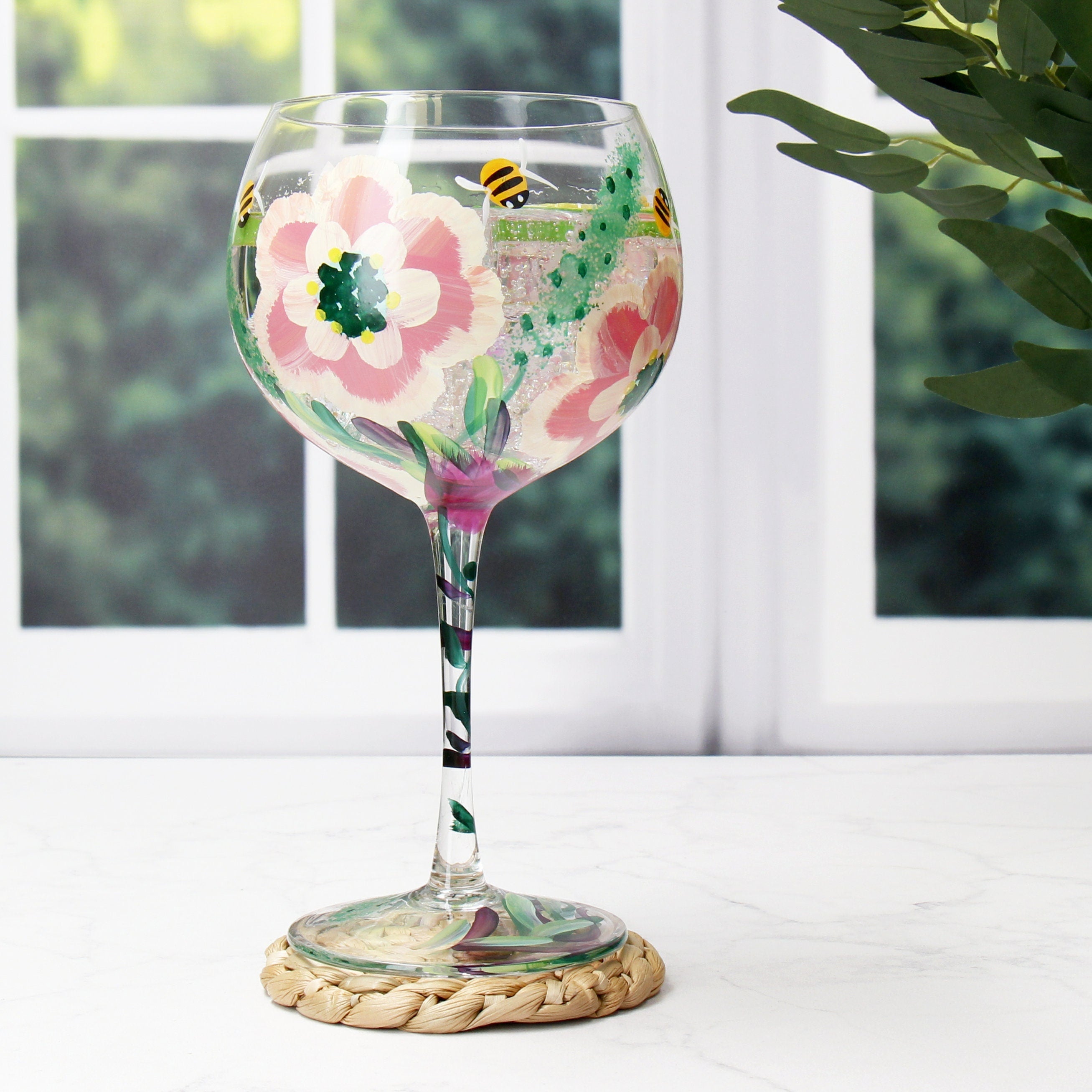 Engraved Hand Painted Floral Gin Glass - Celebration Glasses | Choice of Design