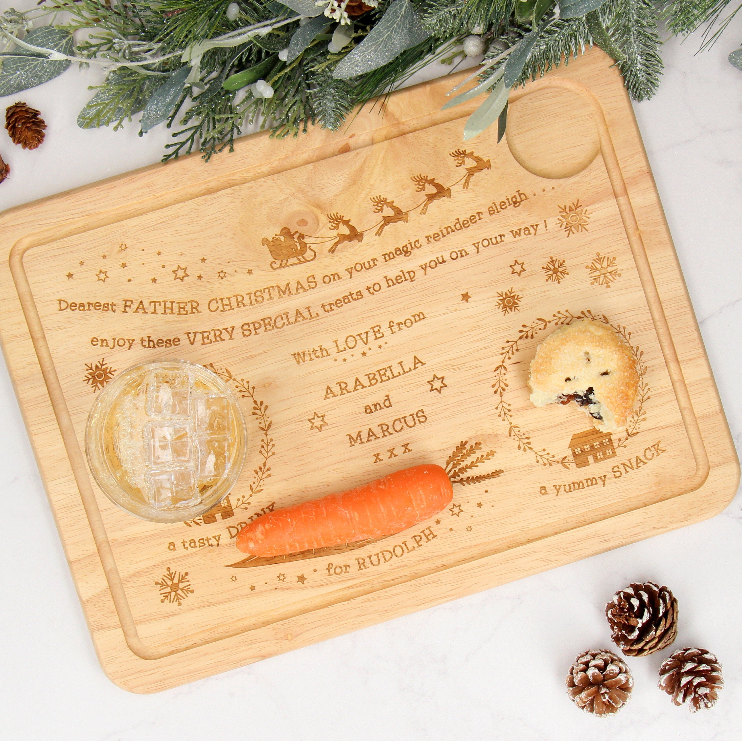 Personalised Laser Wooden Christmas Eve Treat Board | Santa Treat | Fun for Kids Main image