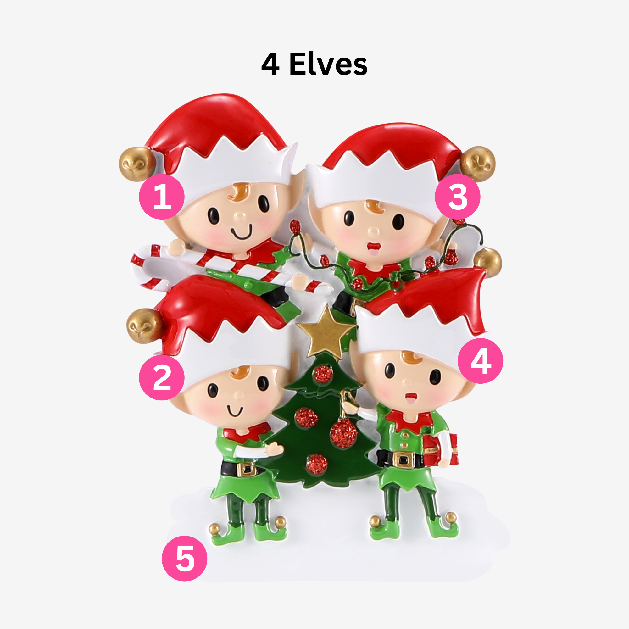 Elf Christmas Tree Decoration - Five Designs | Personalise with Names | Christmas Decor