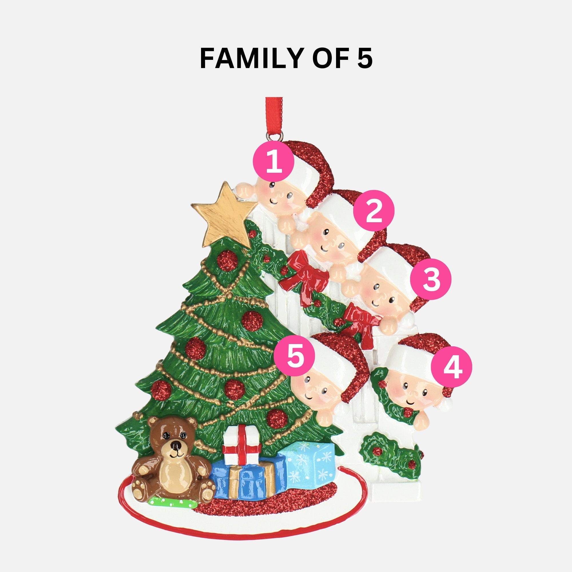 Christmas Tree Bauble - Peeking Family Design | Add Five Names | Christmas Decor