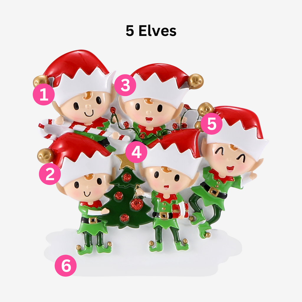 Elf Christmas Tree Decoration - Five Designs | Personalise with Names | Christmas Decor