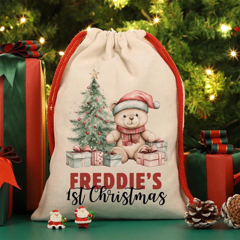 Personalised Christmas Presents Sack - Baby's 1st Christmas Design Main image