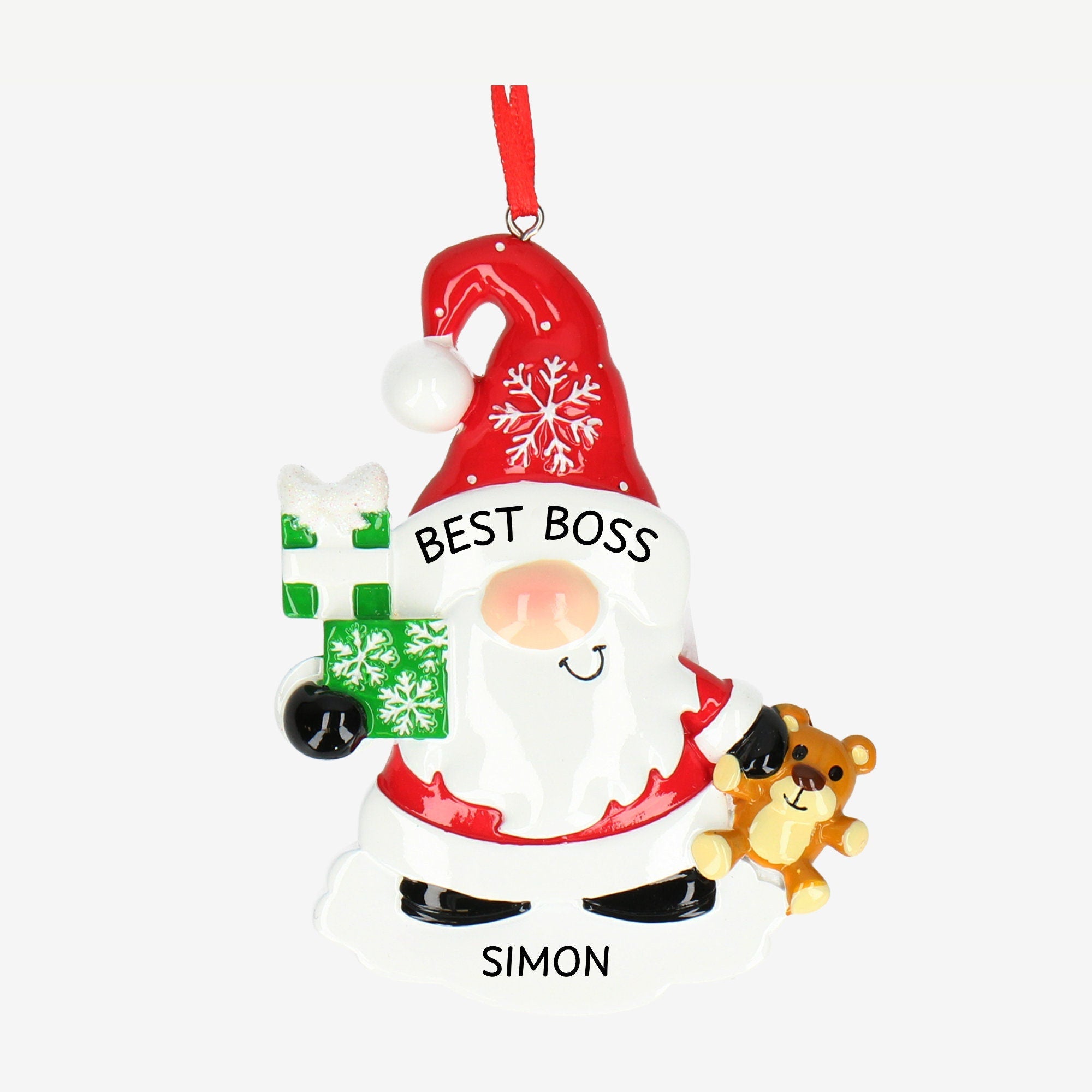 Santa Gnome Christmas Bauble - Personalise with Names | Christmas Tree | Christmas Decor Main image