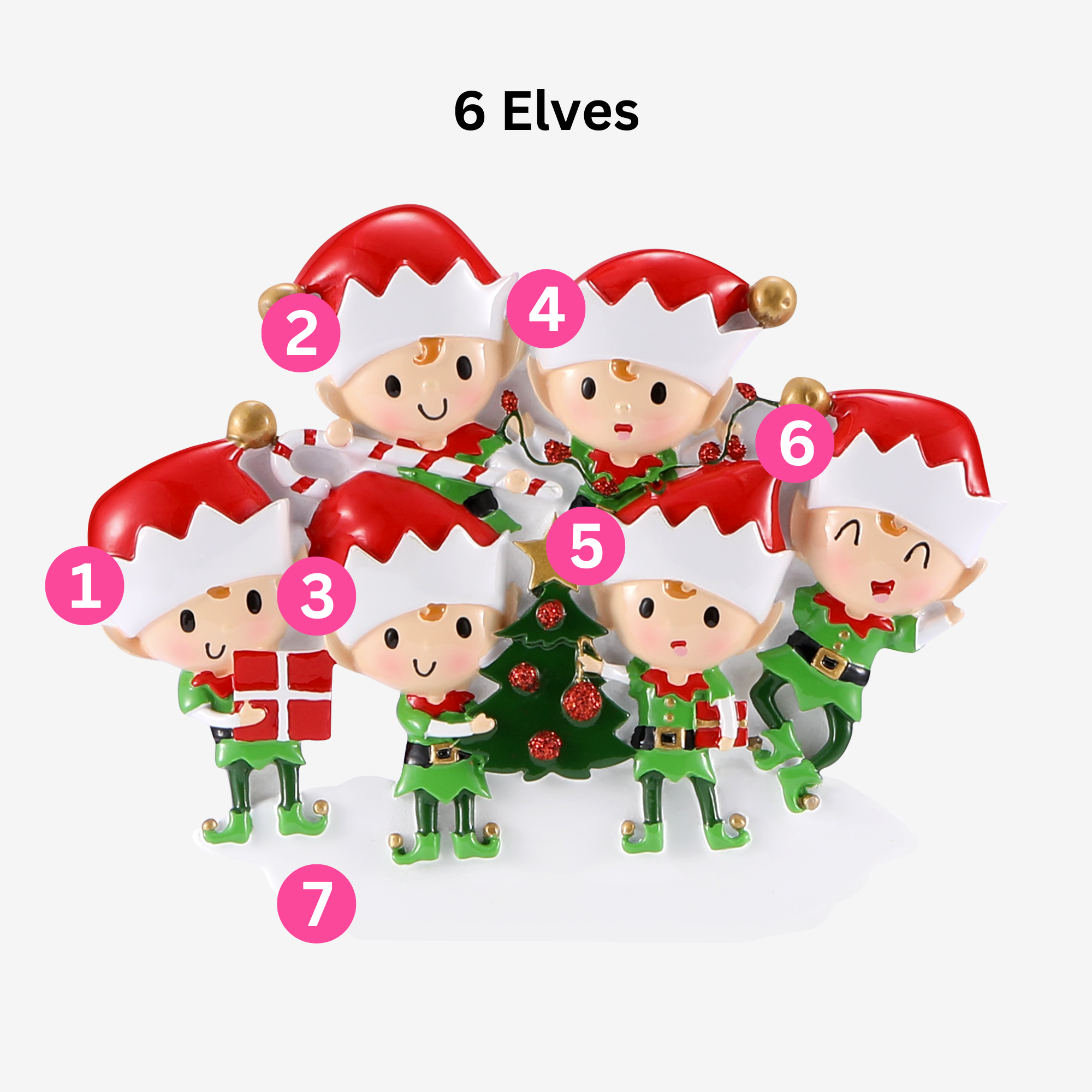 Elf Christmas Tree Decoration - Five Designs | Personalise with Names | Christmas Decor