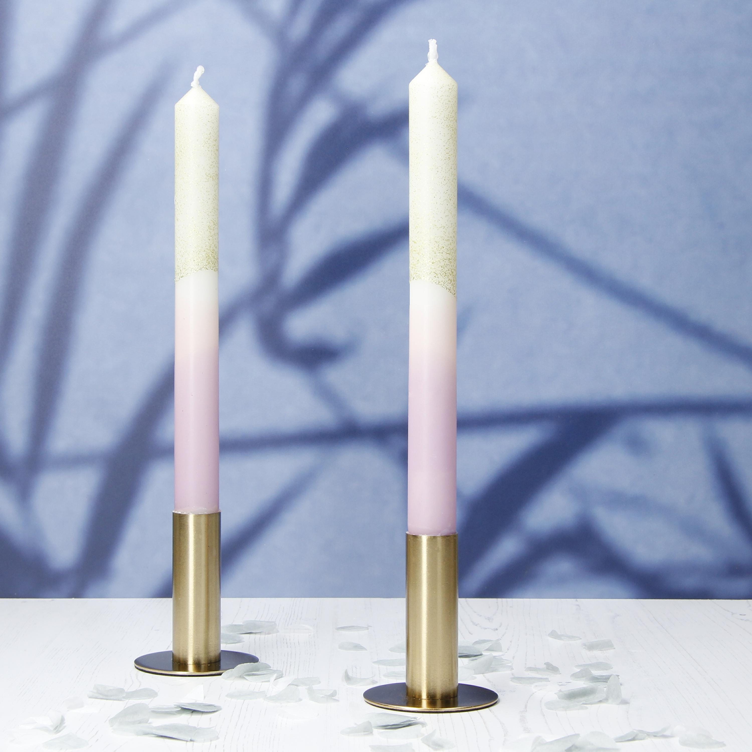 Pink and White Pastel Dipped Hand Made Candles - Pair Main image