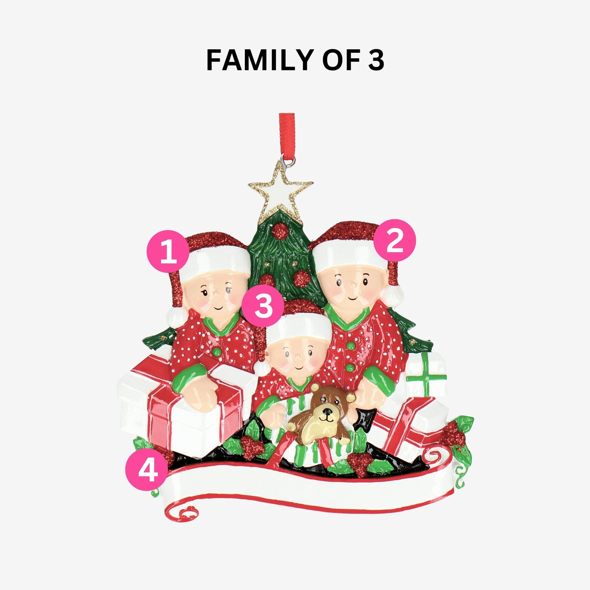 Christmas Presents Bauble - Personalised with 5 Names | Opening Presents Design | Christmas Decor
