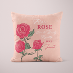 Personalised Birth Flower Cushion - June Rose Design