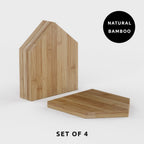 Personalised New Home House Shaped Wooden Drinks Coasters - Set of 4