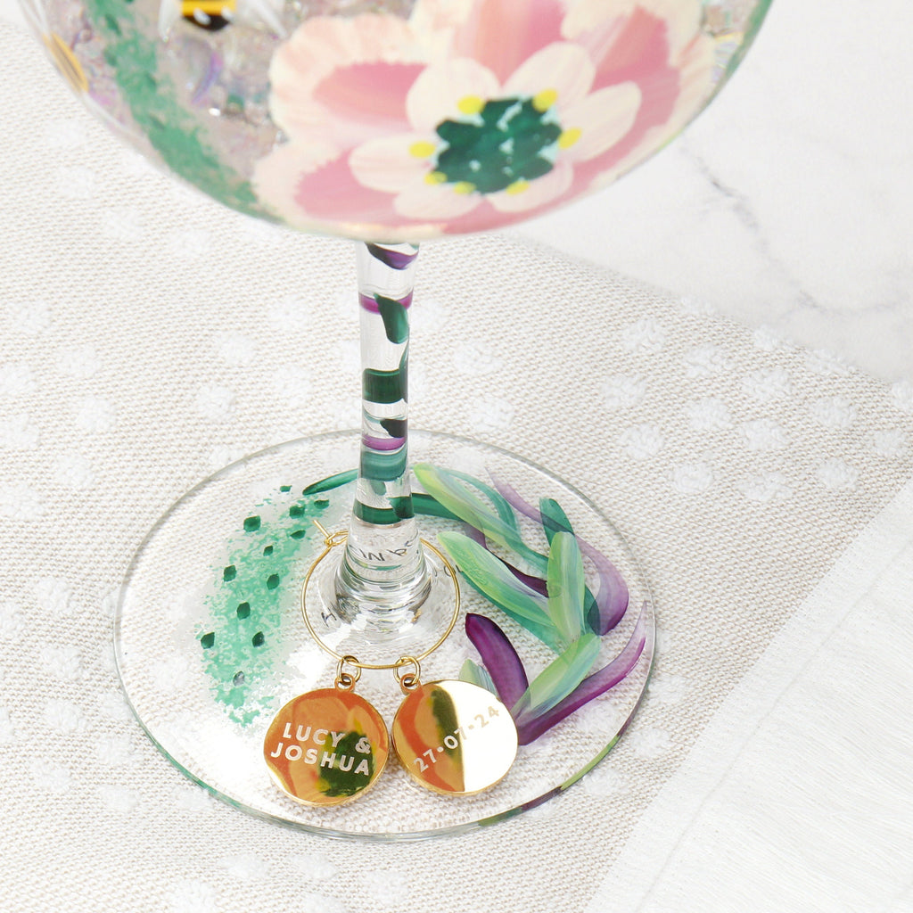 Engraved Hand Painted Floral Gin Glass - Celebration Glasses | Choice of Design