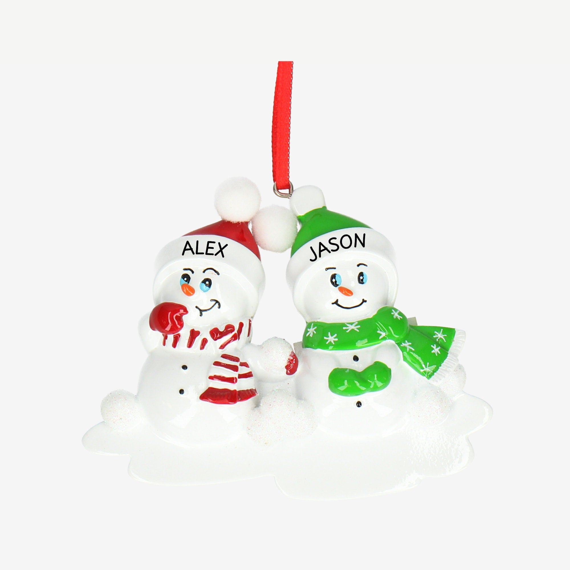 Snowmen Christmas Bauble - Personalised | Naughty or Nice Design | Christmas Decor Main image