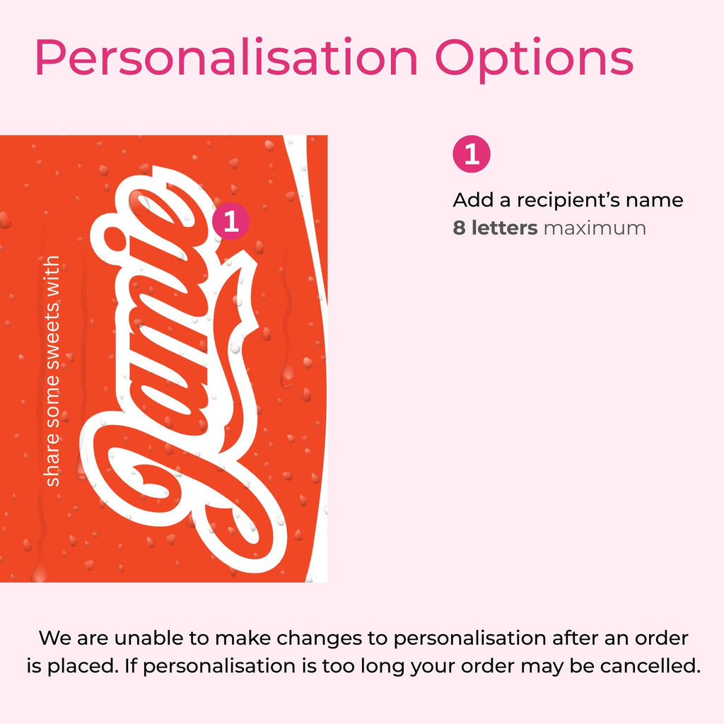 Personalised Retro Cola Sweet Can with Cola Bottles