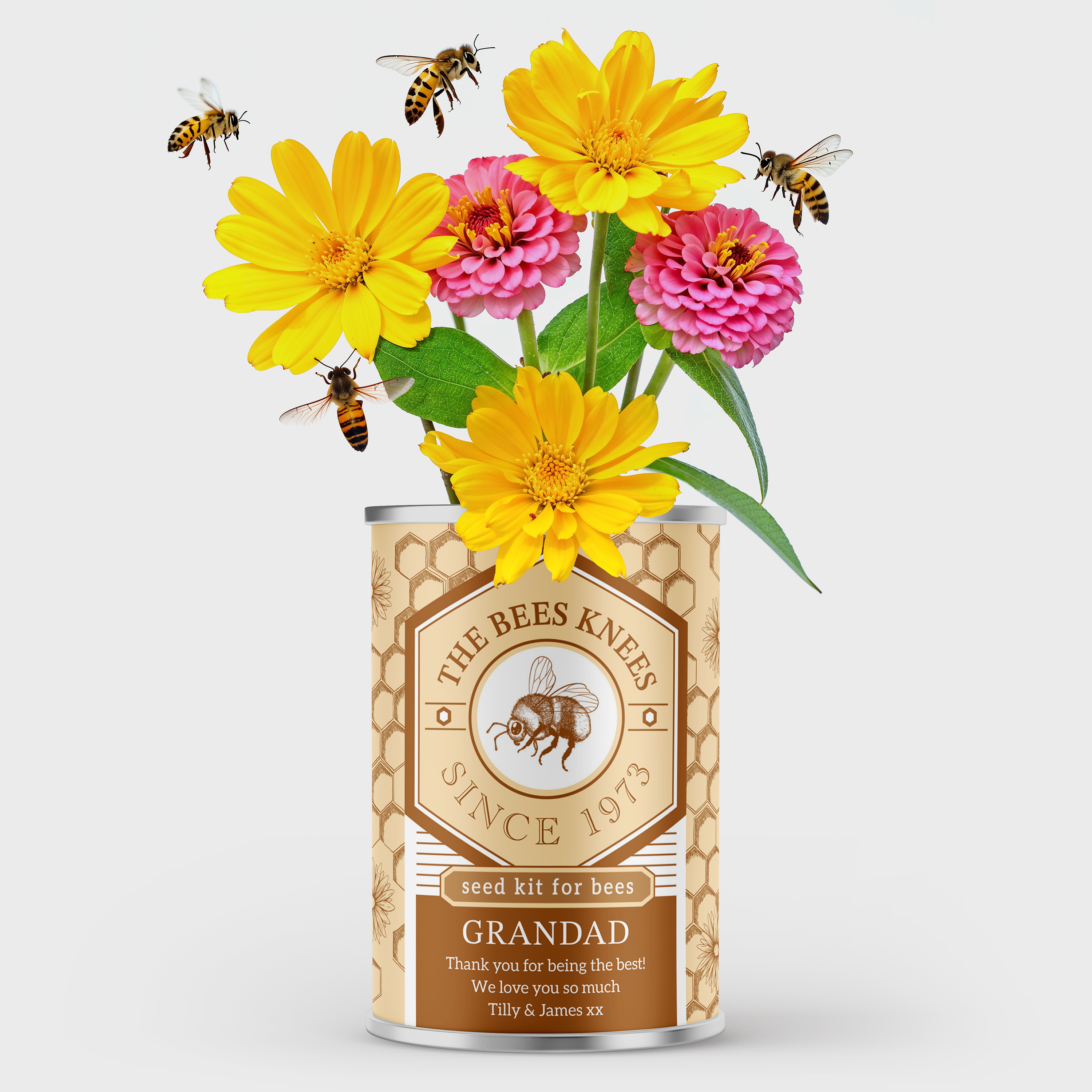 Personalised Bees Knees Tin - Seed Kit for Bees | Gift for Grandad | Birthday Gift Main image