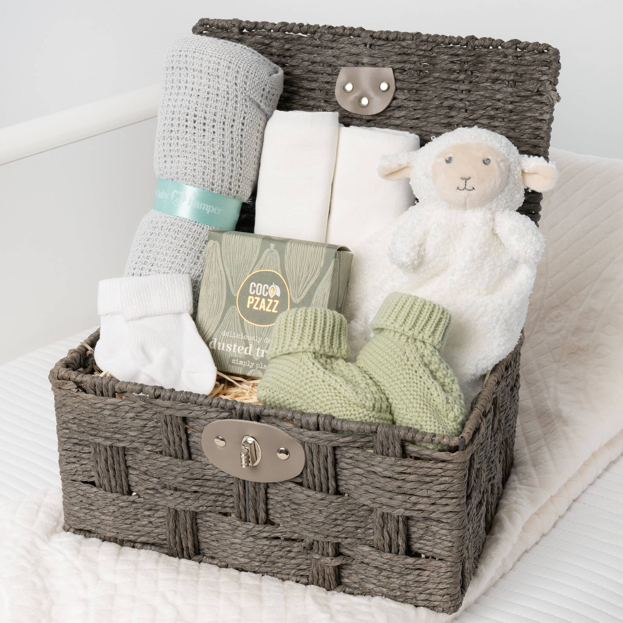 Soft Touch Sheep New Baby Hamper with Soft Blanket Gift Set with Blanket - Cream
