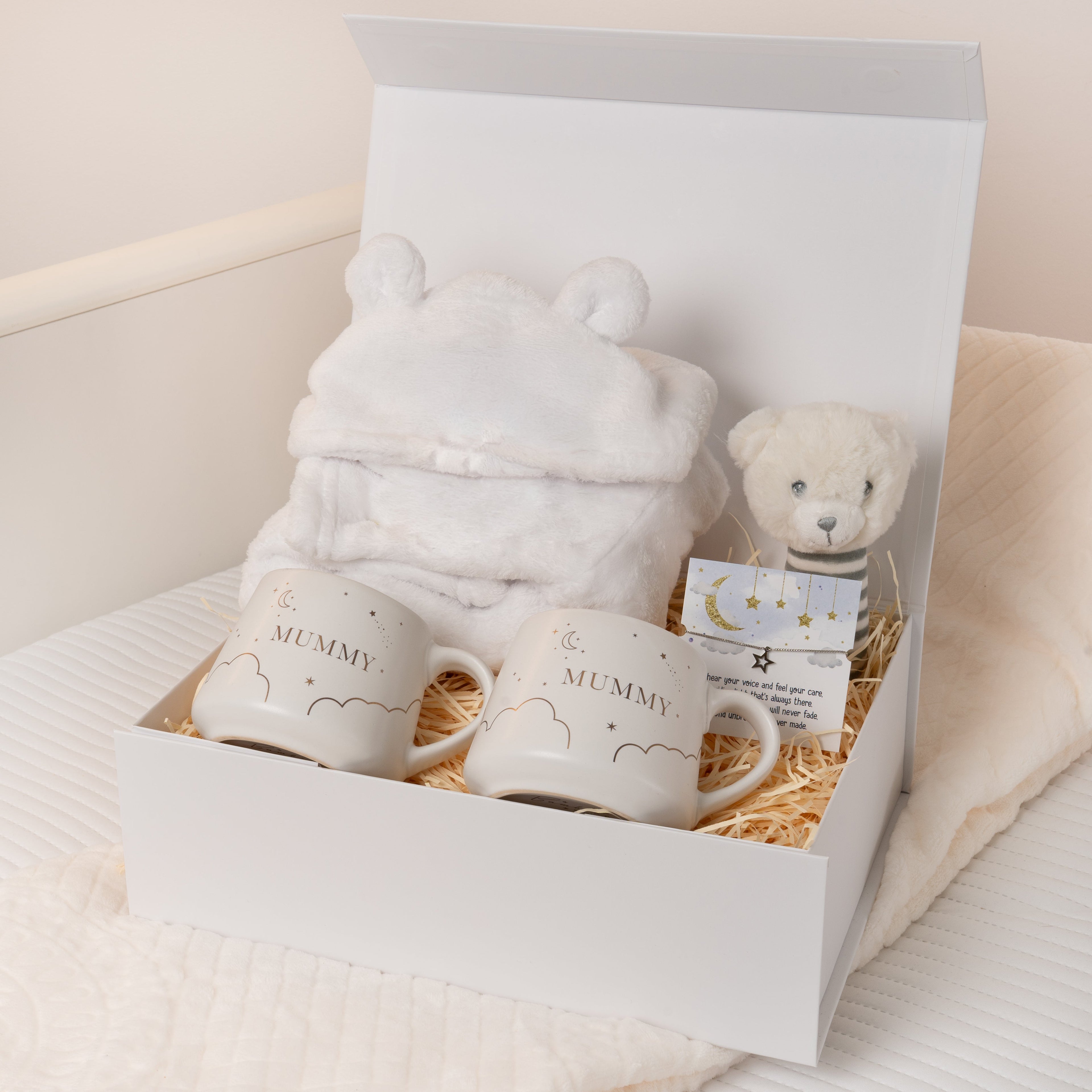 Mummy & Mummy Bear Baby Shower Hamper - White