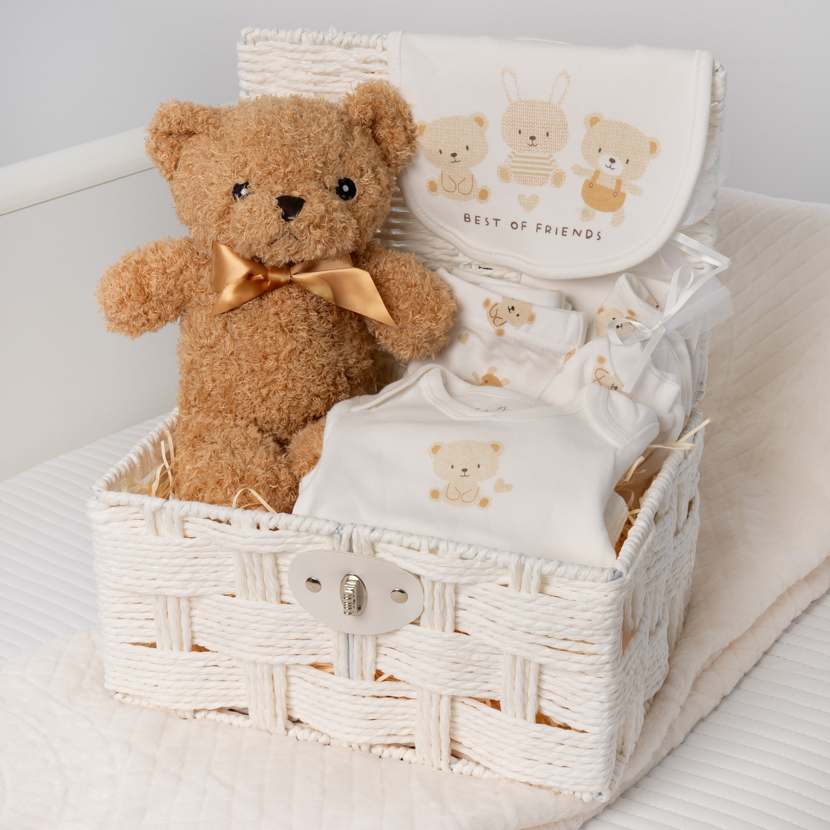 Little Bear Friends Baby Shower Hamper - White