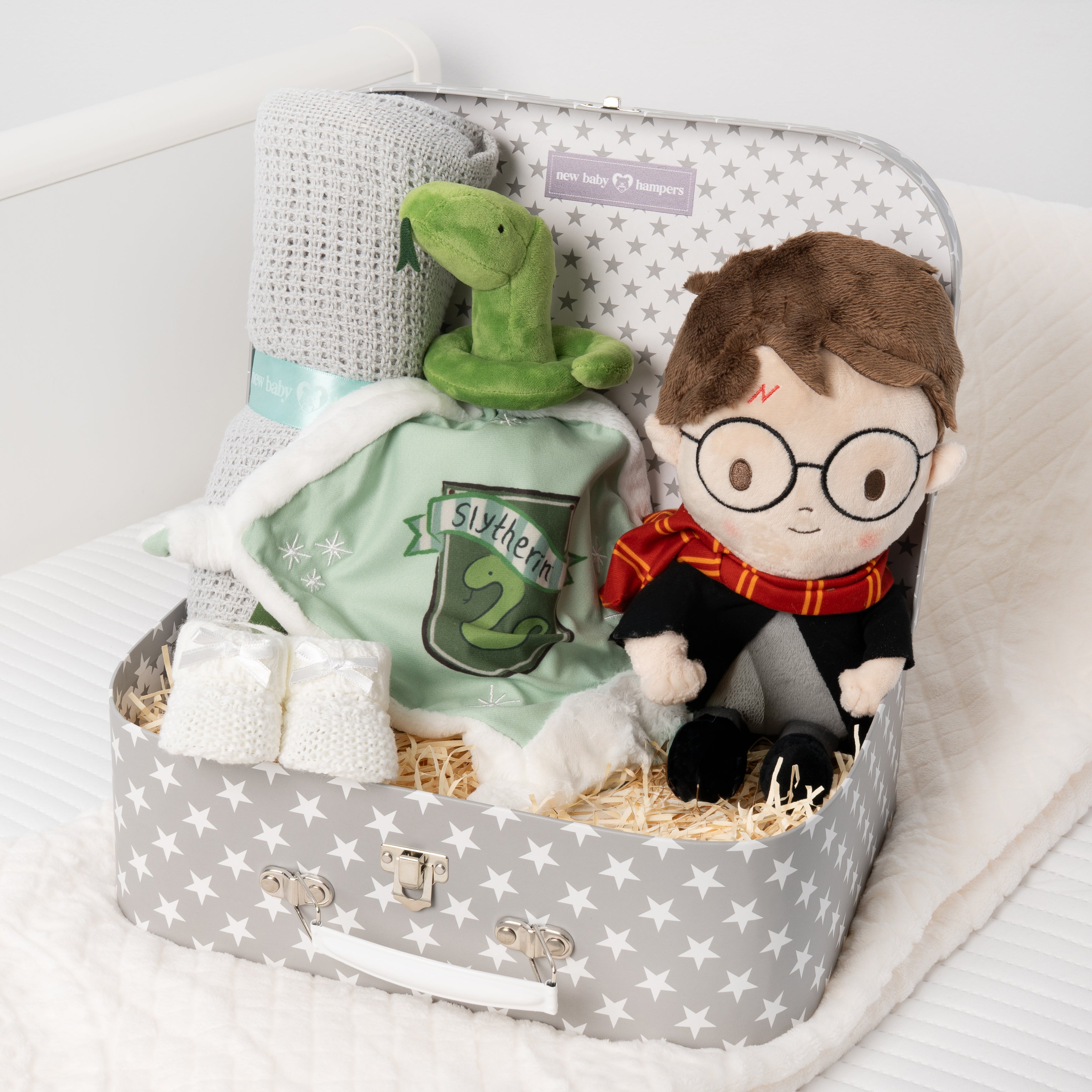 Harry Potter Slytherin House Baby Hamper with Blanket - Grey