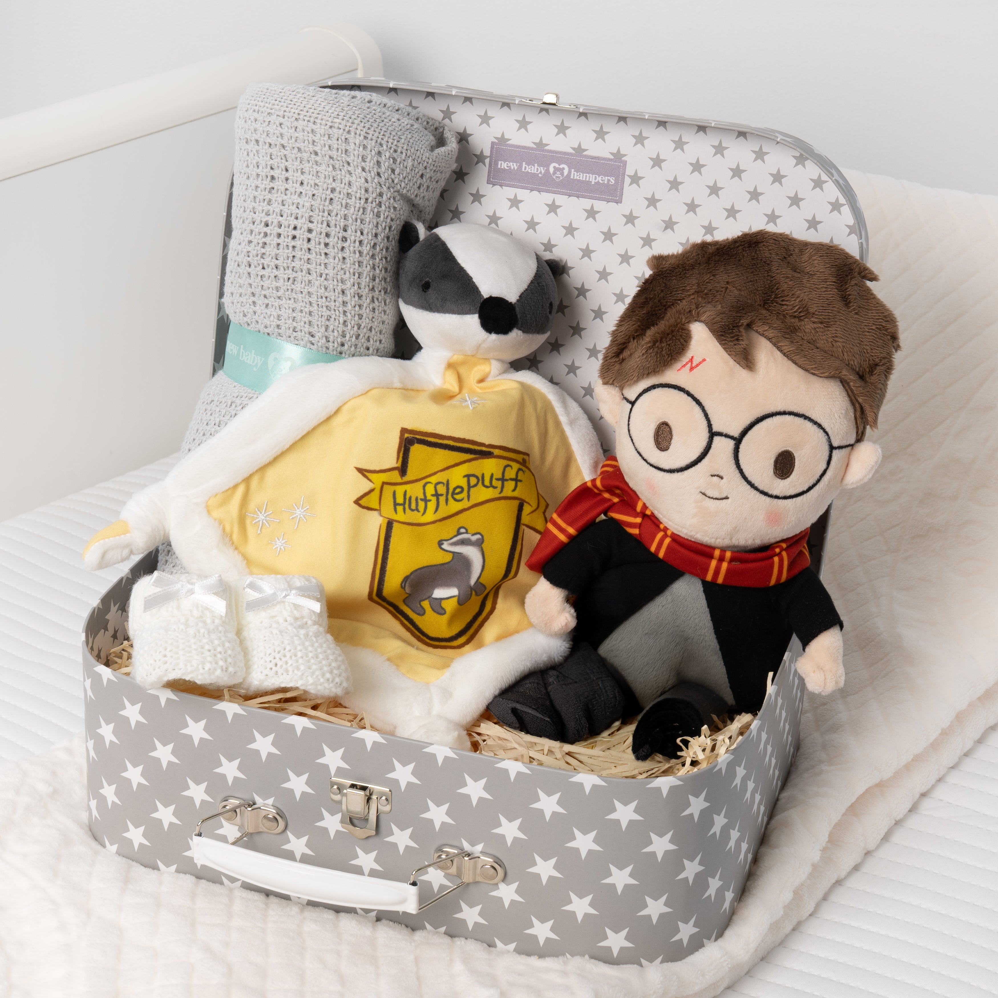 Harry Potter Hufflepuff House Baby Hamper with Blanket - Grey