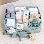Pink The Ultimate Newborn Baby Essentials Hamper in Sage Green with Blanket b... – Pink