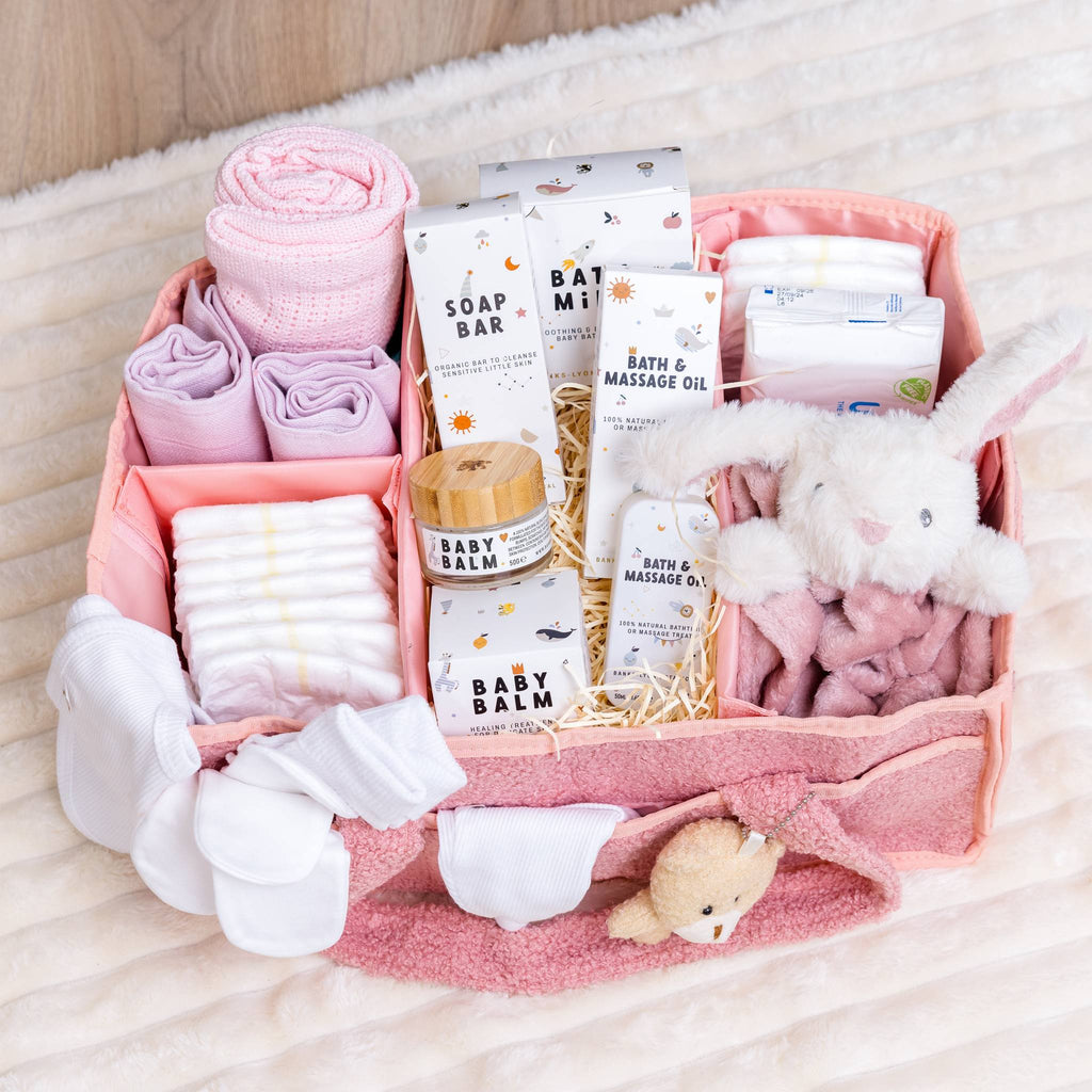 Pink Rabbit The Ultimate Newborn Baby Essentials Hamper with Blanket baby ham... – Pink