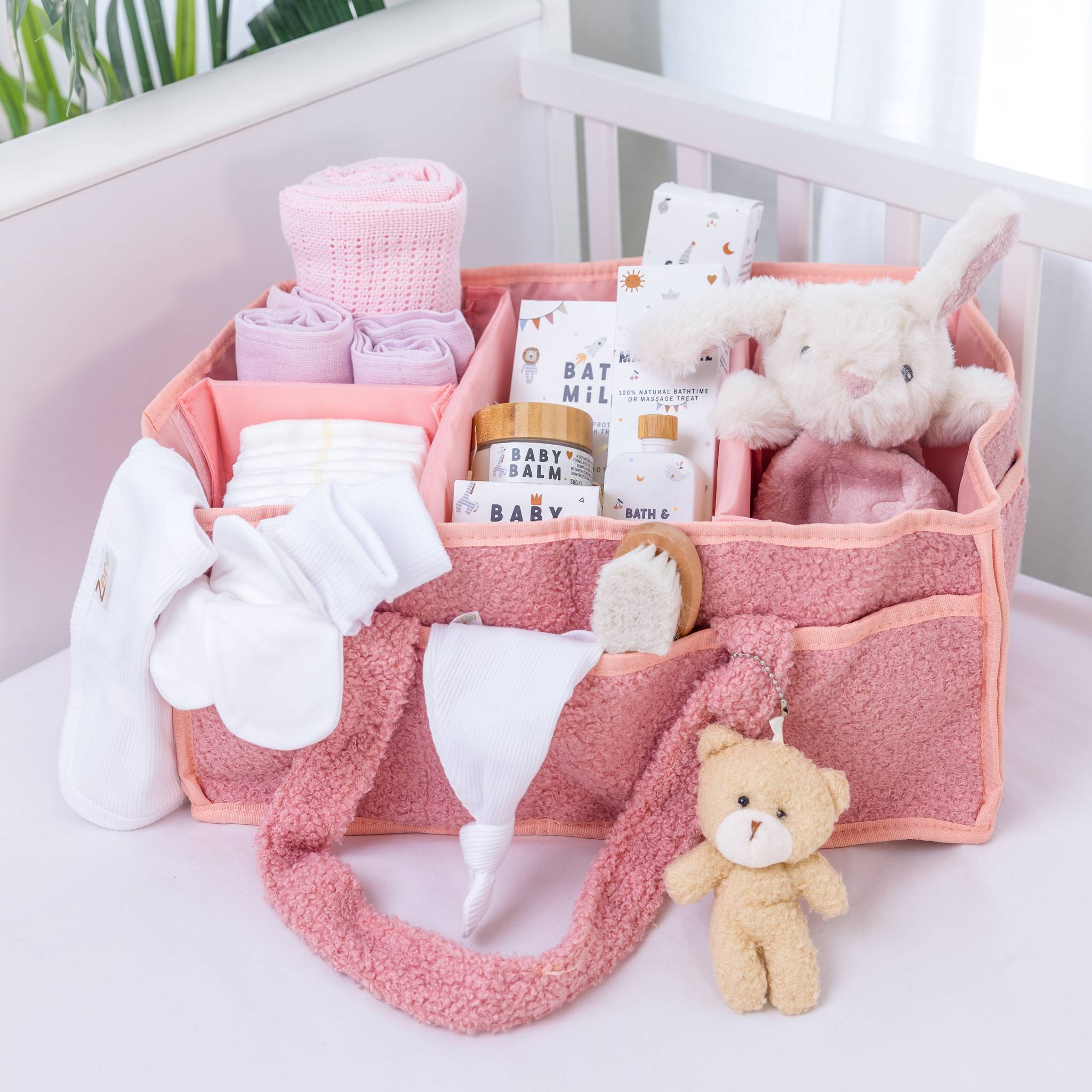 Rabbit The Ultimate Newborn Baby Essentials Hamper with Blanket - Pink