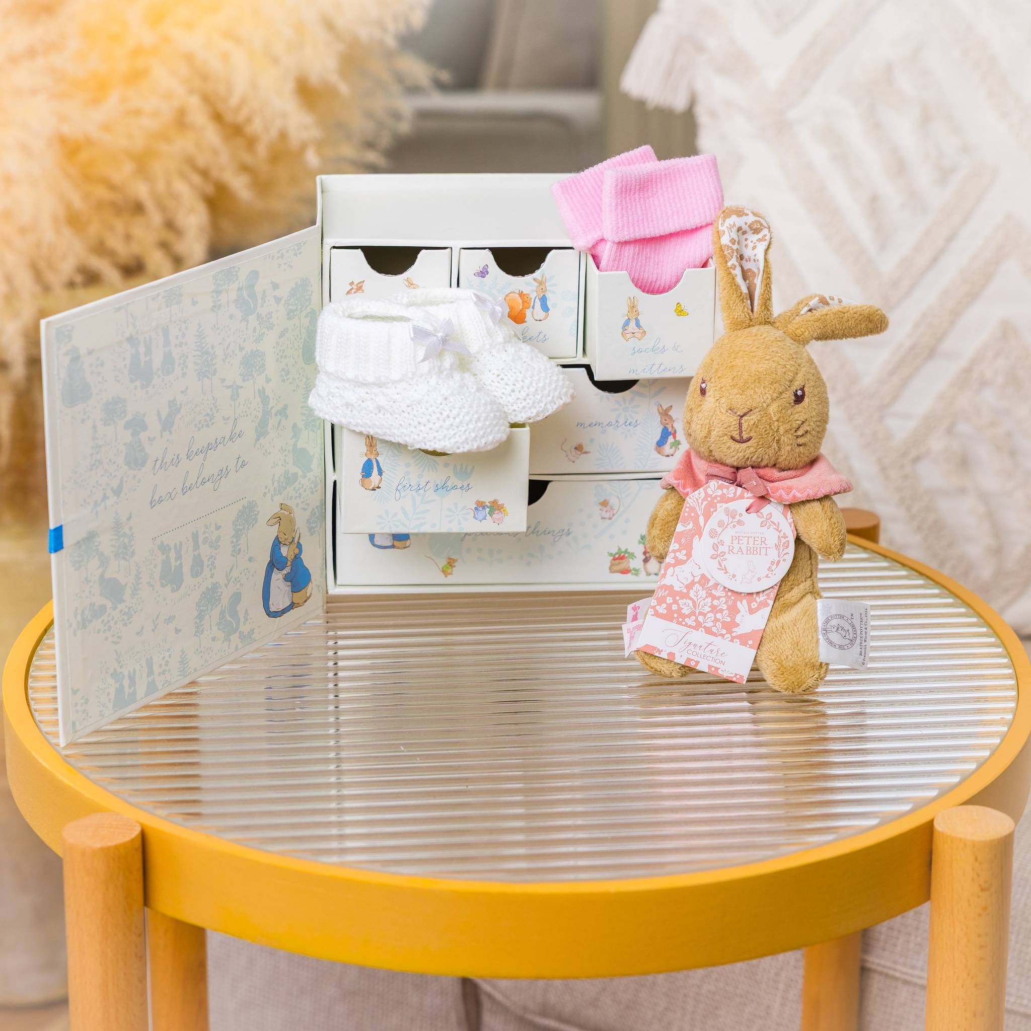 Rabbit Flopsy Bunny Mini Baby Keepsake Gift Set with Keepsake Disc - Pink Main image